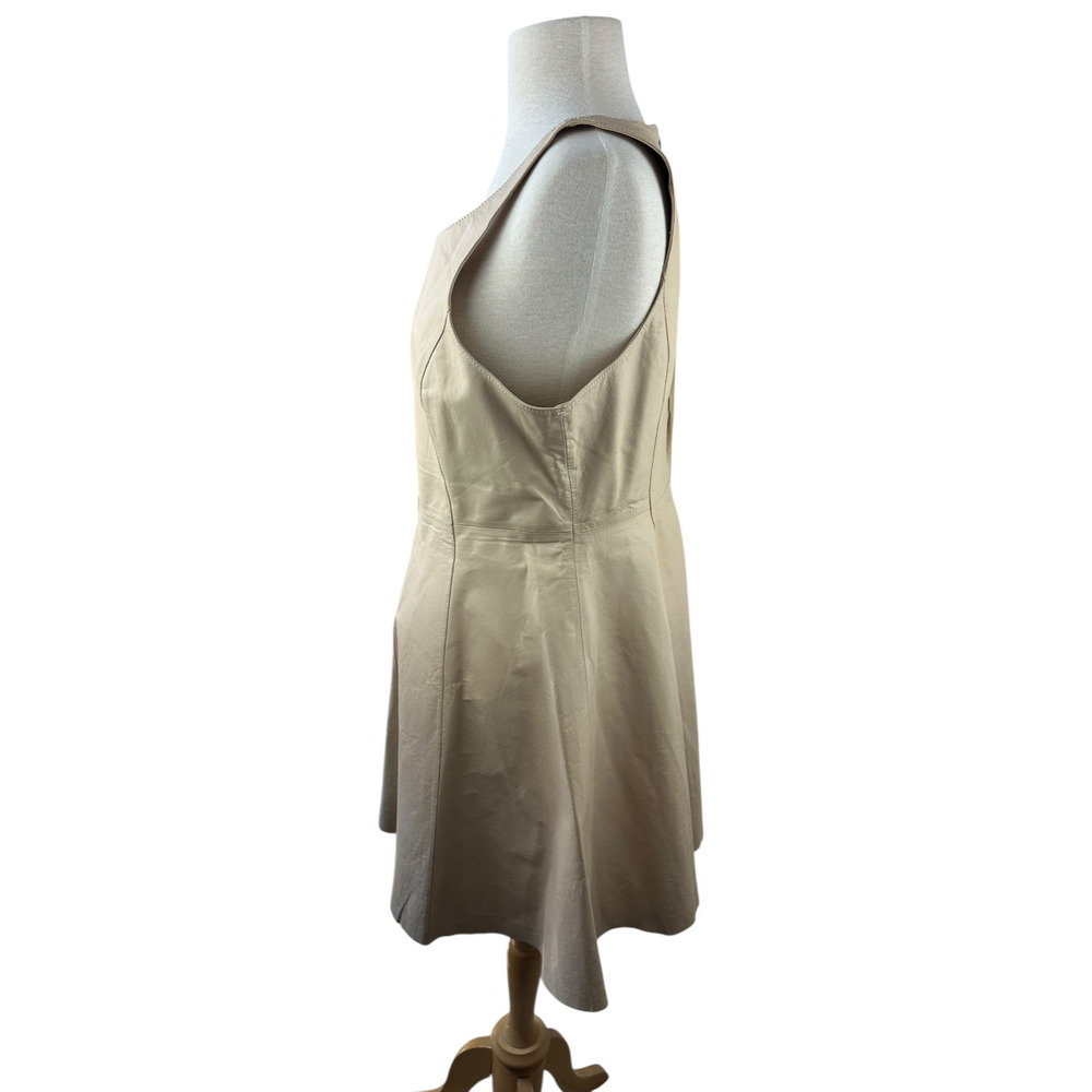 Blessed Are The Meek Leather Dress A-Line Fit & Flare Tan Sleeveless Size 4 - Picture 10 of 16